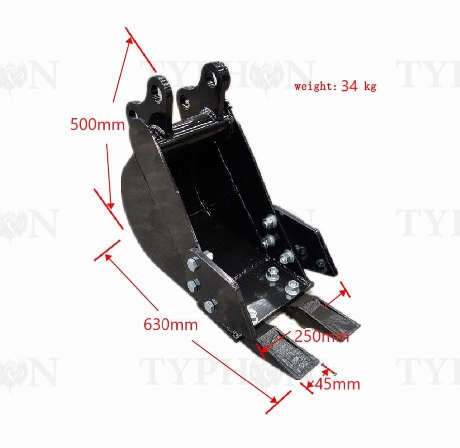 2-3.5 Tons Excavator Attachment 250mm Narrow Bucket Trenching Buckets 9.8 inch For TERROR X2 PRO