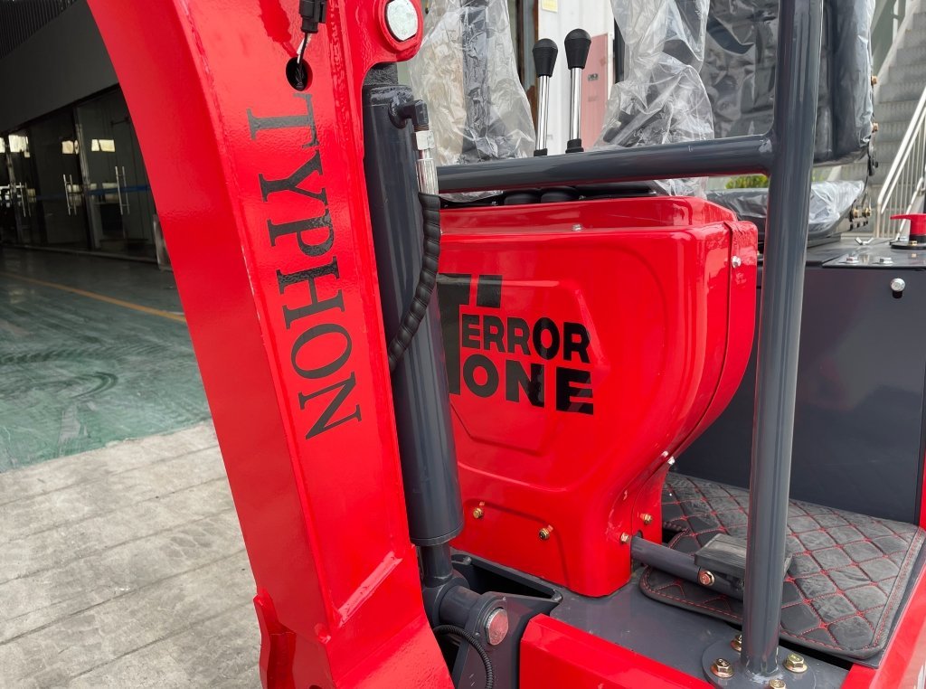TYPHON TERROR ONE STORM 1 Ton Mini Excavator Trench Digger with Hydraulic Oil Cooler Canopy & Wide Bucket Ideal for Garden, Farm, Park & Road Work Digging, Drilling, Bull-Dozing