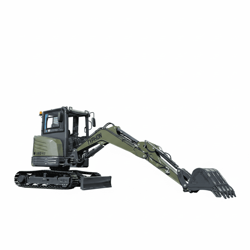 TYPHON KUVUO 4.0 four ton cabin mini excavator w Kubota D1703 Diesel engine Metal Tracks, Boom Swing, AC Heater, Hydraulic Control