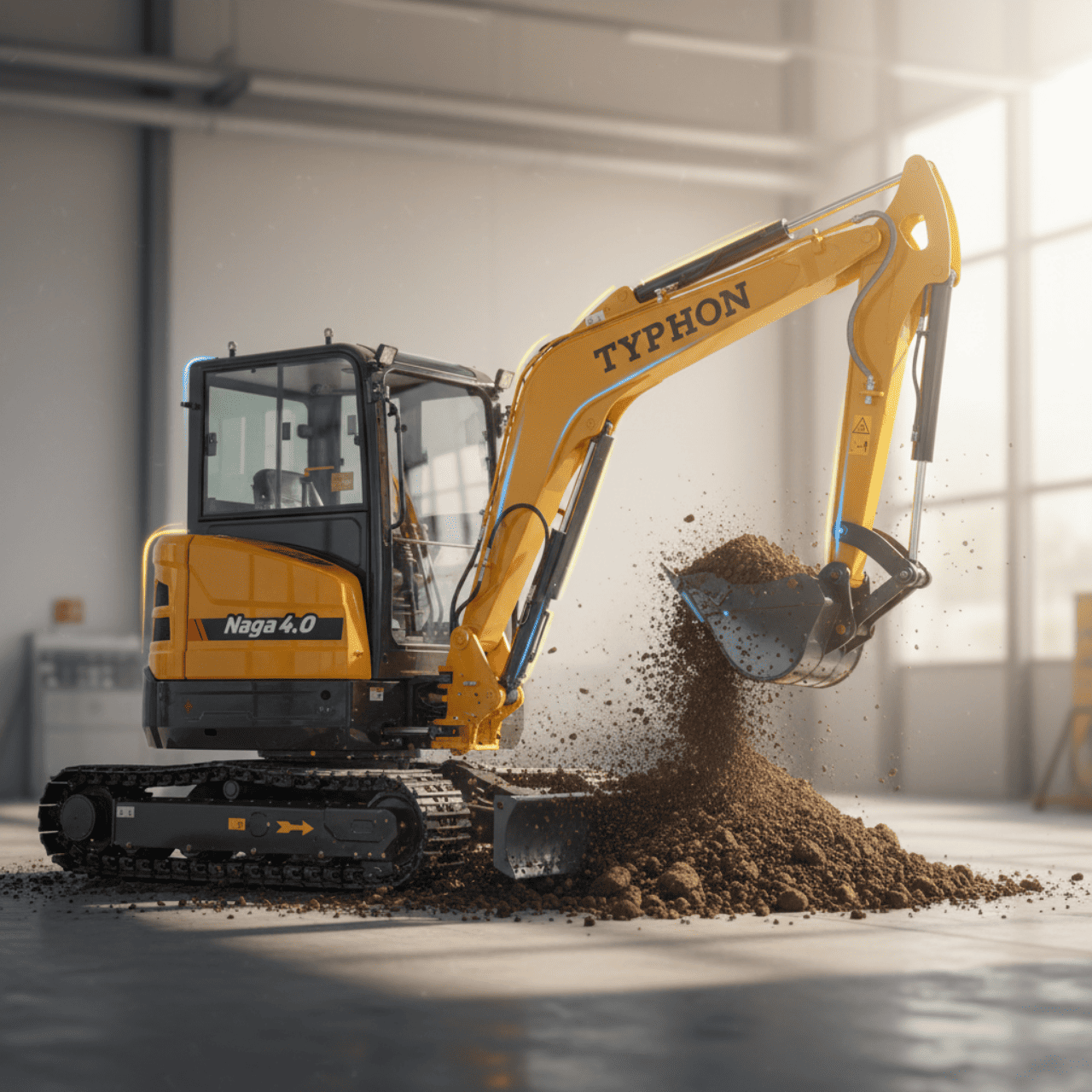 TYPHON NAGA 4.0 Mini Excavator w 4 Ton 24.4hp Yanmar Diesel Engine Metal Track ISO SAE control switch, AC Heater Cabin, 2 Travel Speed