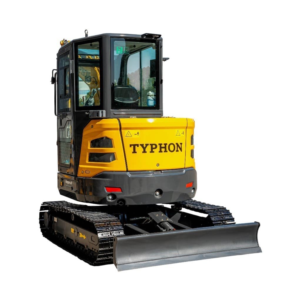 TYPHON NAGA 4.0 Mini Excavator w 4 Ton 24.4hp Yanmar Diesel Engine Metal Track ISO SAE control switch, AC Heater Cabin, 2 Travel Speed