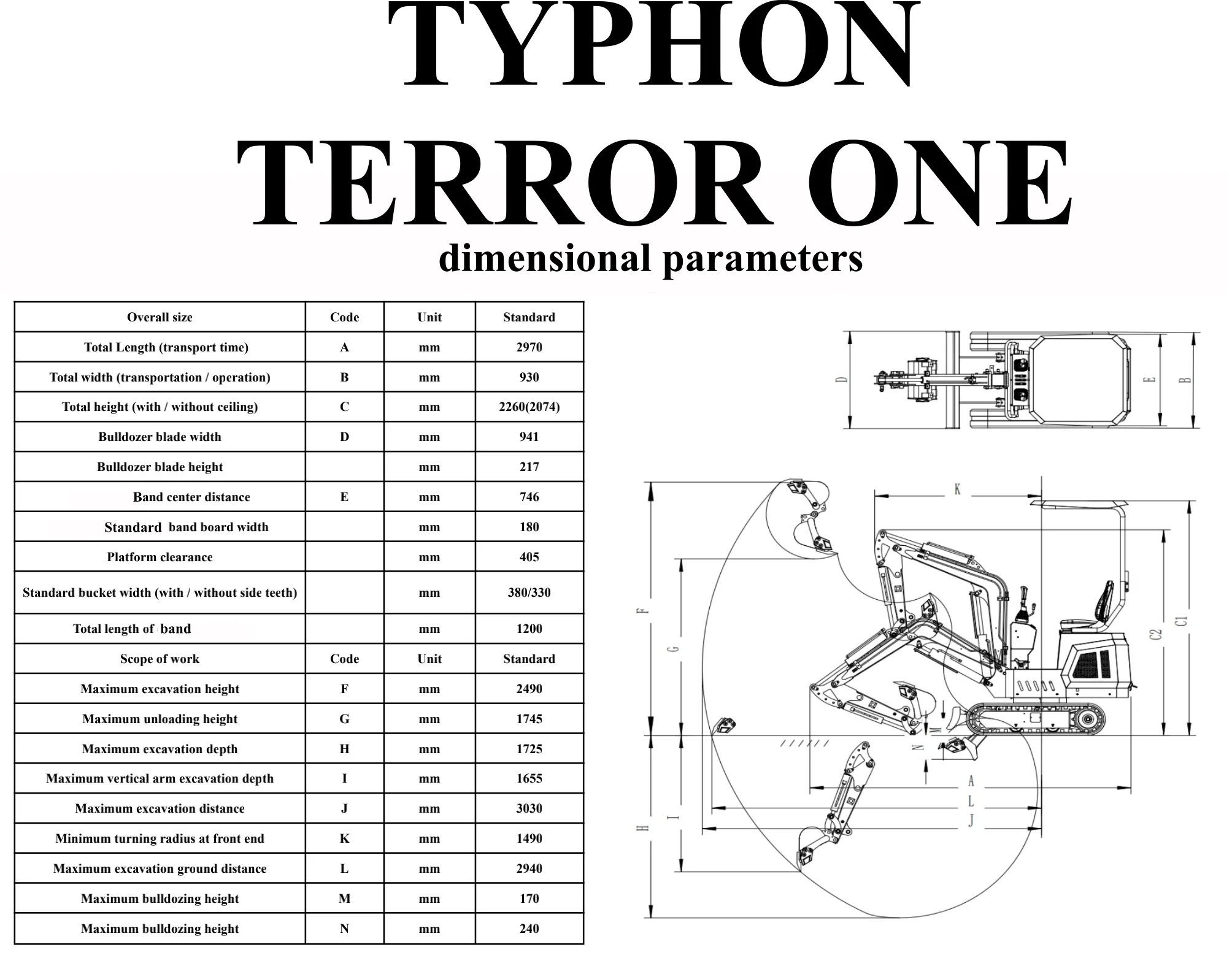 TYPHON TERROR ONE STORM Mini Excavator – 1 Ton Trench Digger with Canopy, Hydraulic Thumb Clip, Hydraulic Oil Cooler, 13.5hp B&S Engine USA