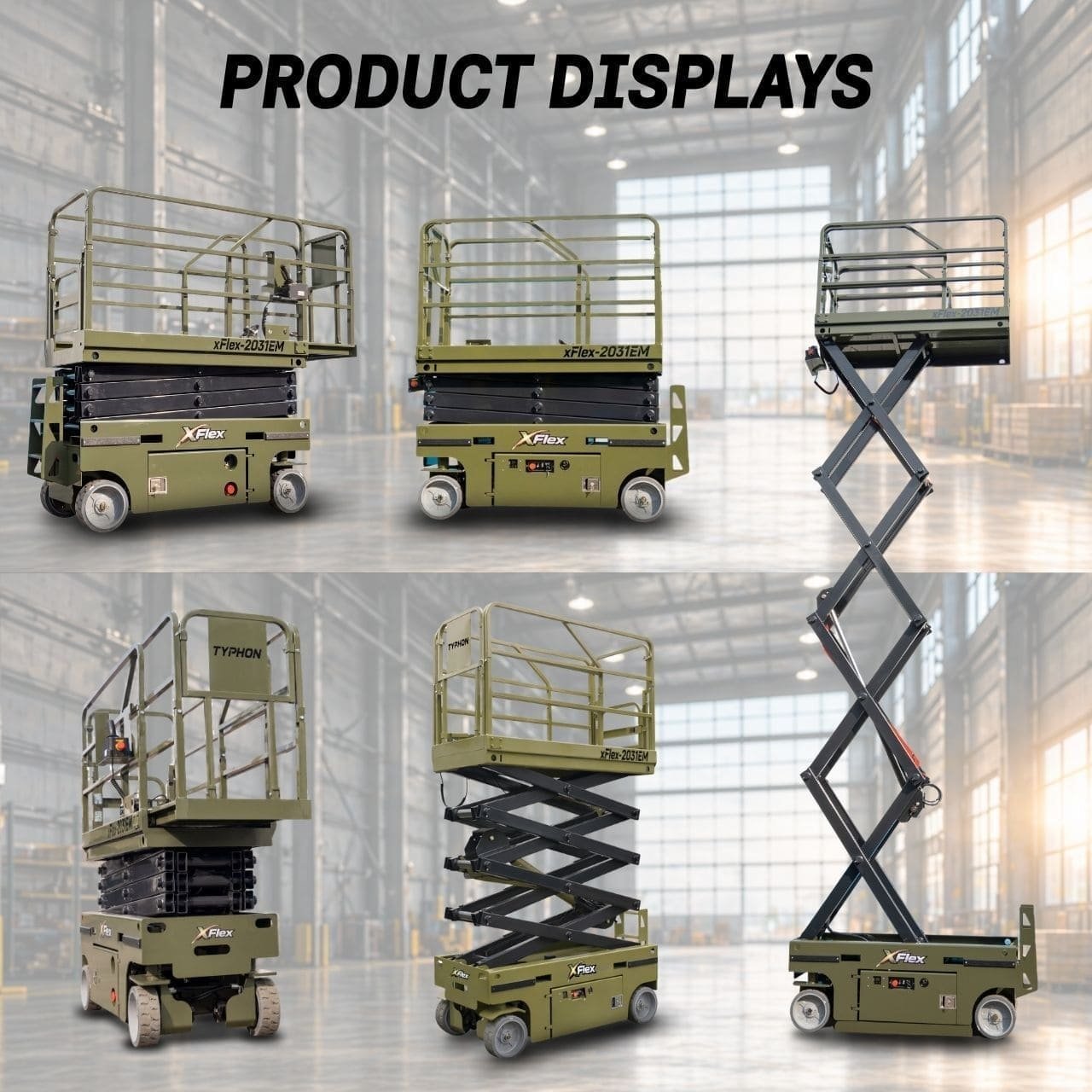 TYPHON xFLEX-2031EM 1.2 Ton Electric Mini Scissor Lift with 20ft Max Platform Height and 19.7″ Platform Extend