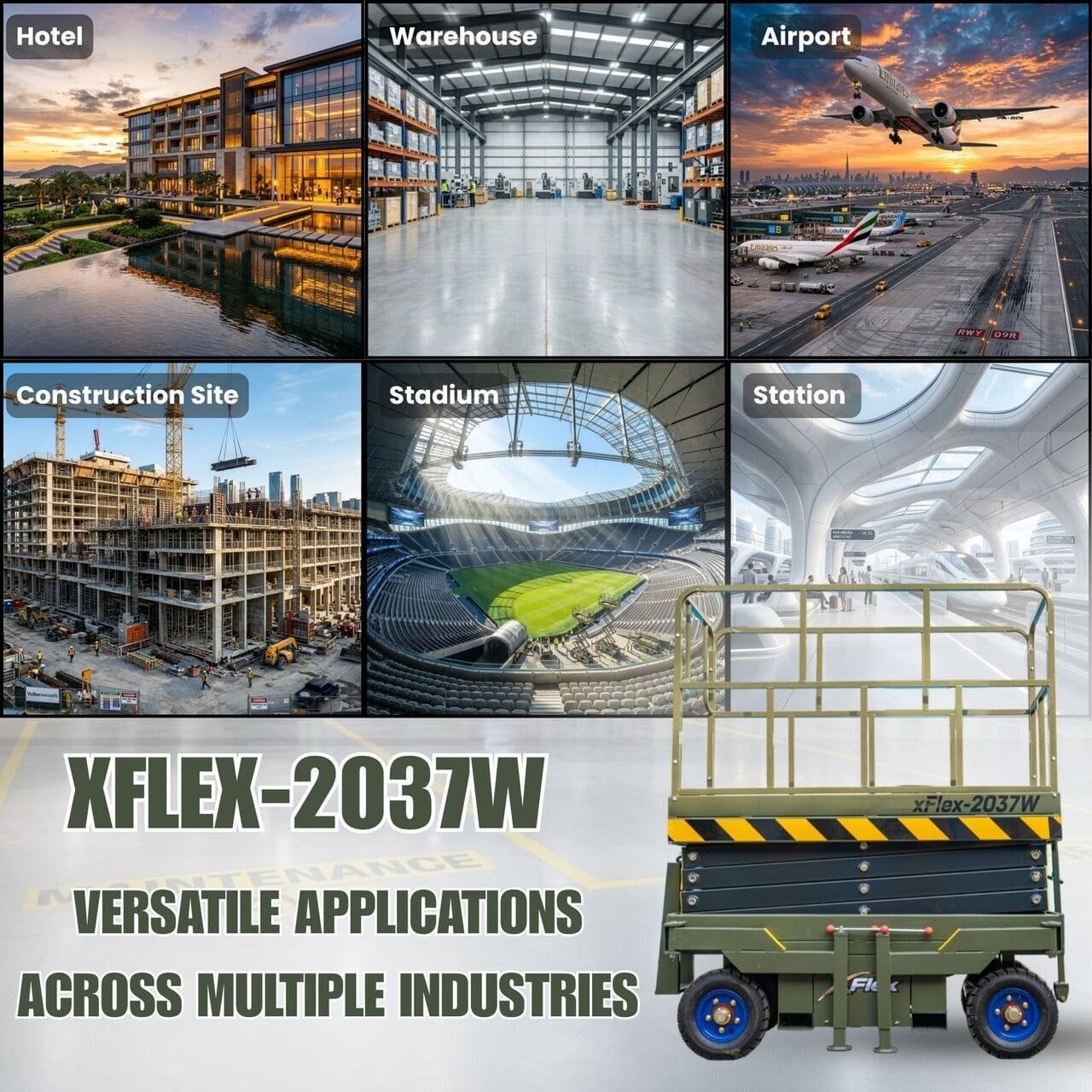 TYPHON xFlex-2037W Walk-Behind Scissor Lift comes with 20ft Working Height and Manual outriggers 1102 lbs load capacity 110V Electric