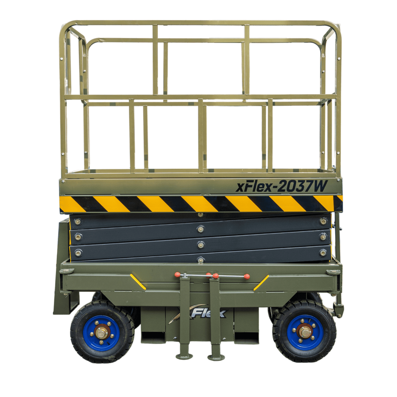 TYPHON xFlex-2037W Walk-Behind Scissor Lift comes with 20ft Working Height and Manual outriggers 1102 lbs load capacity 110V Electric
