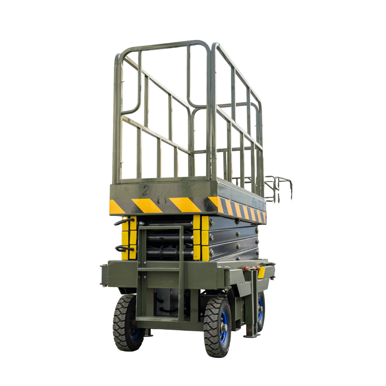 TYPHON xFlex-2037W Walk-Behind Scissor Lift comes with 20ft Working Height and Manual outriggers 1102 lbs load capacity 110V Electric