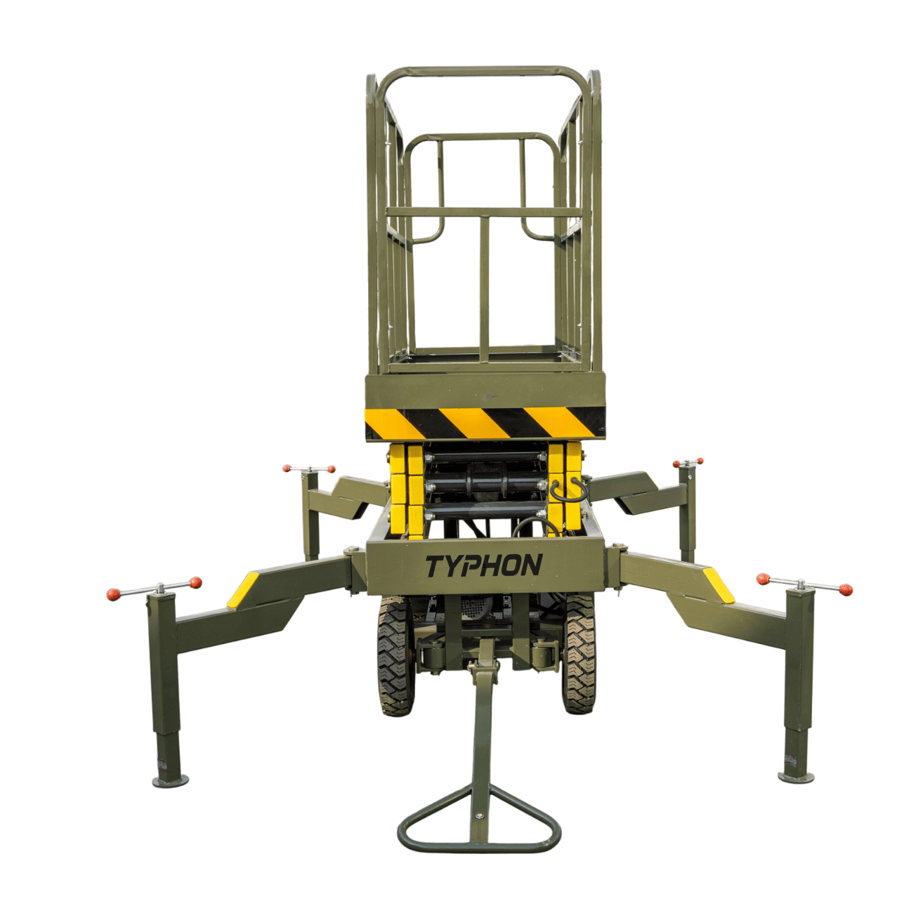 TYPHON xFlex-2037W Walk-Behind Scissor Lift comes with 20ft Working Height and Manual outriggers 1102 lbs load capacity 110V Electric