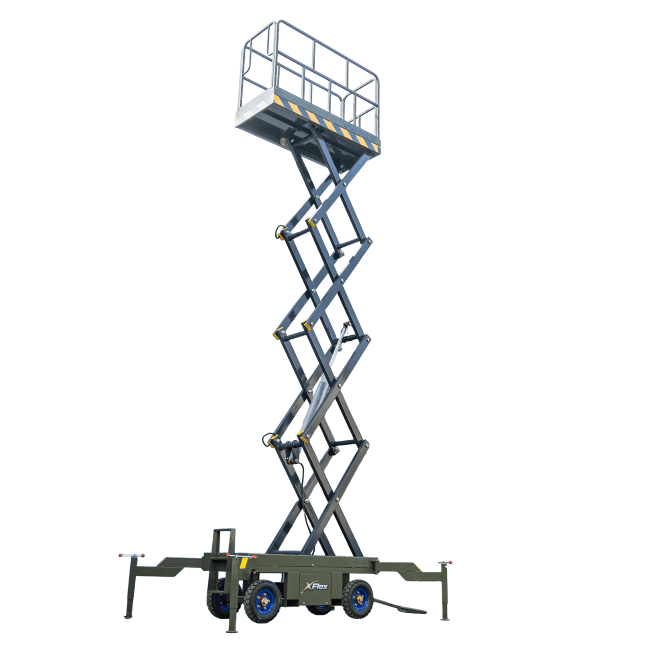 TYPHON xFlex-2037W Walk-Behind Scissor Lift comes with 20ft Working Height and Manual outriggers 1102 lbs load capacity 110V Electric