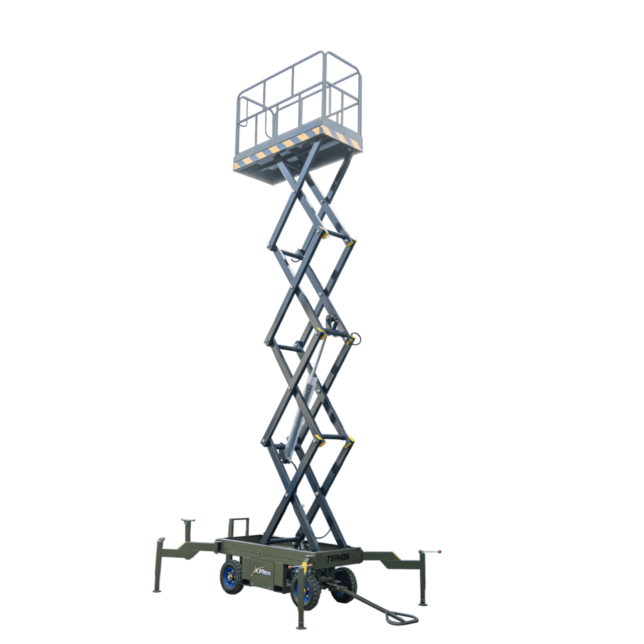 TYPHON xFlex-2037W Walk-Behind Scissor Lift comes with 20ft Working Height and Manual outriggers 1102 lbs load capacity 110V Electric