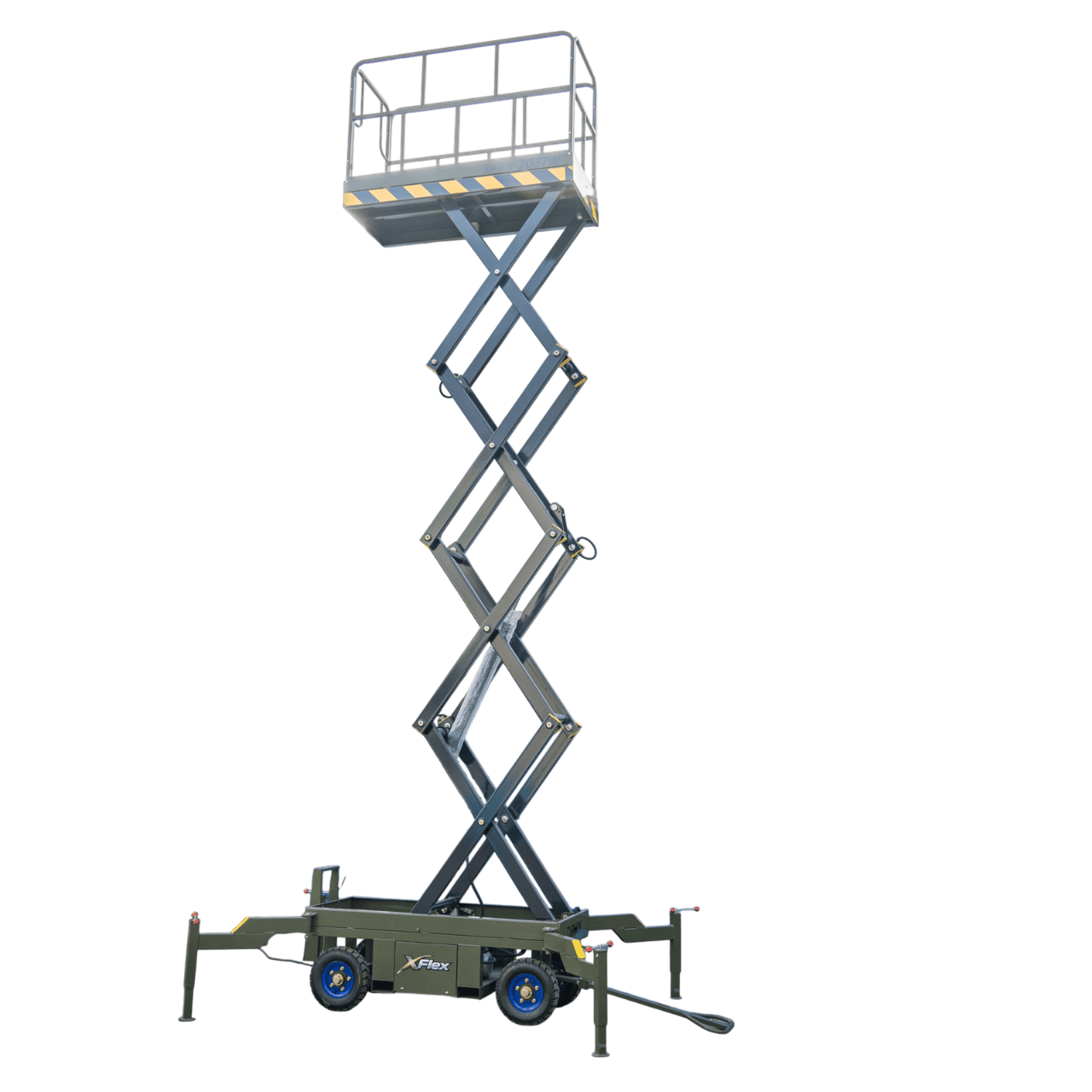 TYPHON xFlex-2037W Walk-Behind Scissor Lift comes with 20ft Working Height and Manual outriggers 1102 lbs load capacity 110V Electric