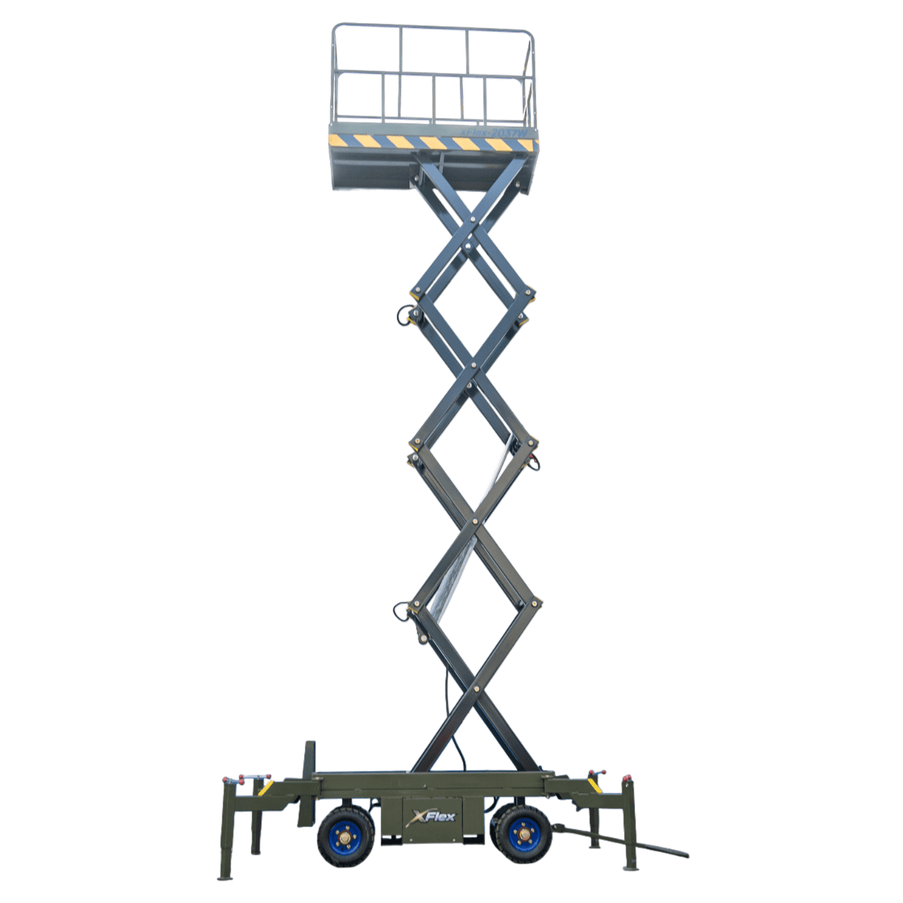 TYPHON xFlex-2037W Walk-Behind Scissor Lift comes with 20ft Working Height and Manual outriggers 1102 lbs load capacity 110V Electric