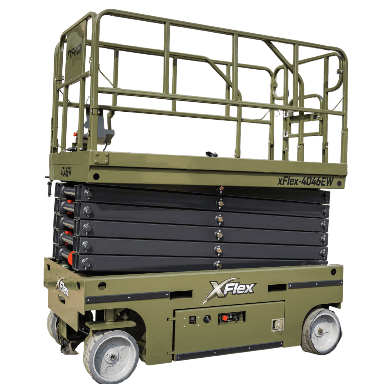 TYPHON xFlex-4046EW Electric Wheel Scissor Lift 2.6 Ton operating weight and 40ft platform height with 705lbs Load Capacity