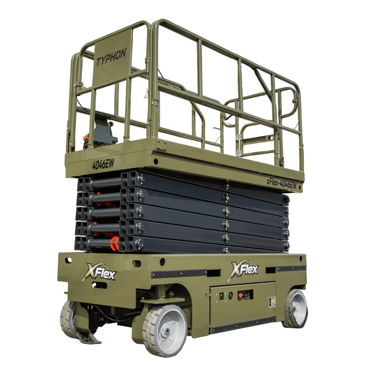 TYPHON xFlex-4046EW Electric Wheel Scissor Lift 2.6 Ton operating weight and 40ft platform height with 705lbs Load Capacity