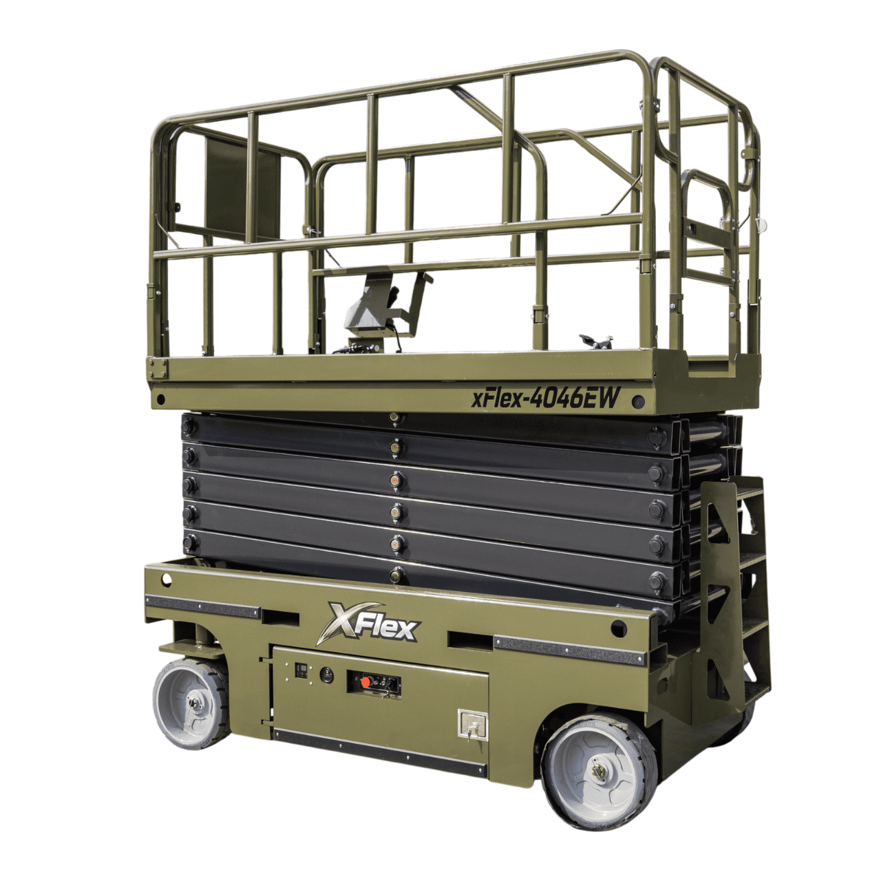 TYPHON xFlex-4046EW Electric Wheel Scissor Lift 2.6 Ton operating weight and 40ft platform height with 705lbs Load Capacity