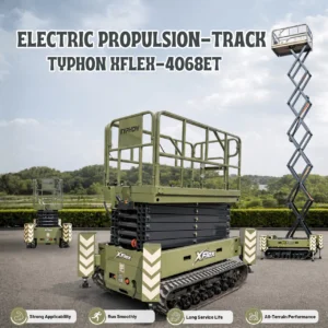 TYPHON xFlex 4068ET Electric Rubber Track Scissor Lift 3.2 Ton with 5.4HP Hydraulic Pump Motor Drive and Hydraulic Lifting Cylinder, 40 ft Max Lifting Height