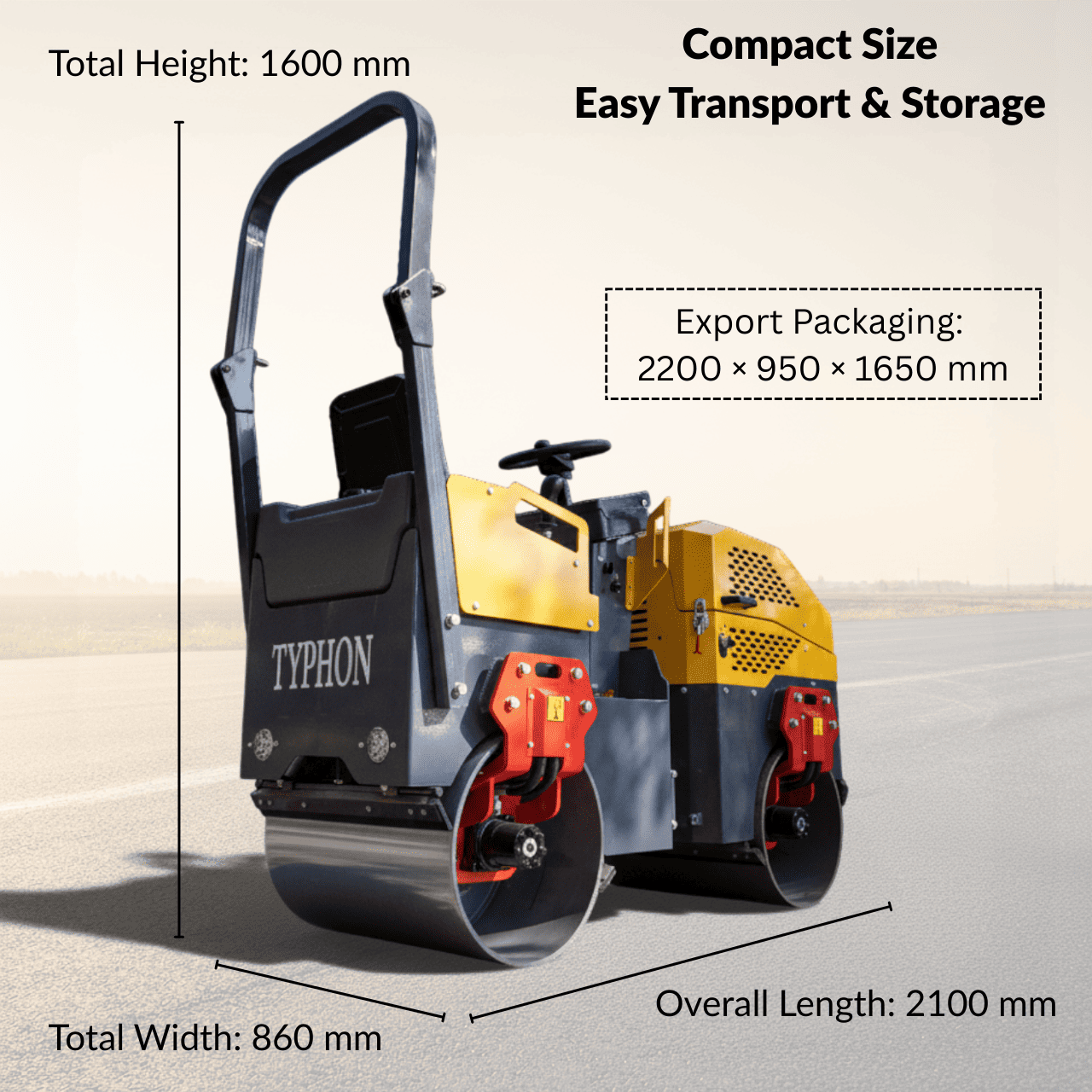 TYPHON Fury 10 Mini Road Roller 1Ton Hydraulic oil B&S 13.5hp gas USA air-cooled