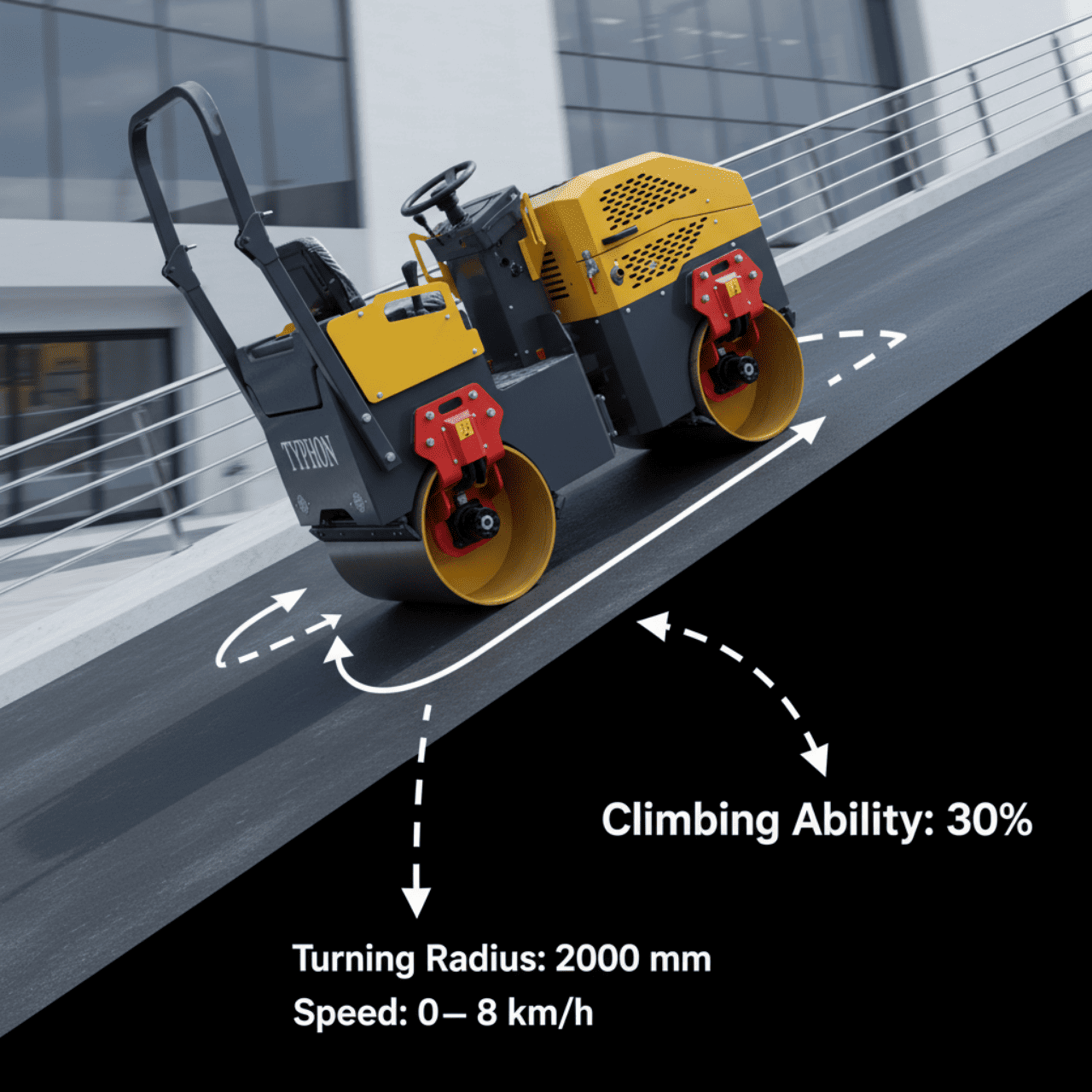 TYPHON Fury 10 Mini Road Roller 1Ton Hydraulic oil B&S 13.5hp gas USA air-cooled